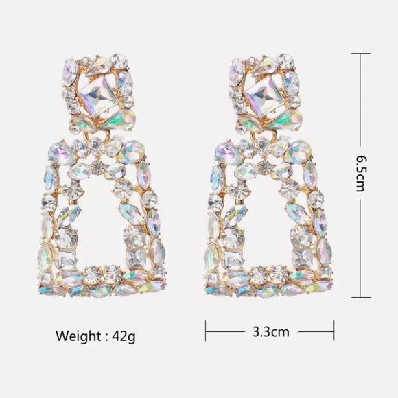 Geometric Crystal Drop Earrings! - Picture 3 of 4